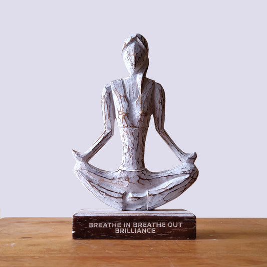 Whitewash Wooden Yoga Lady