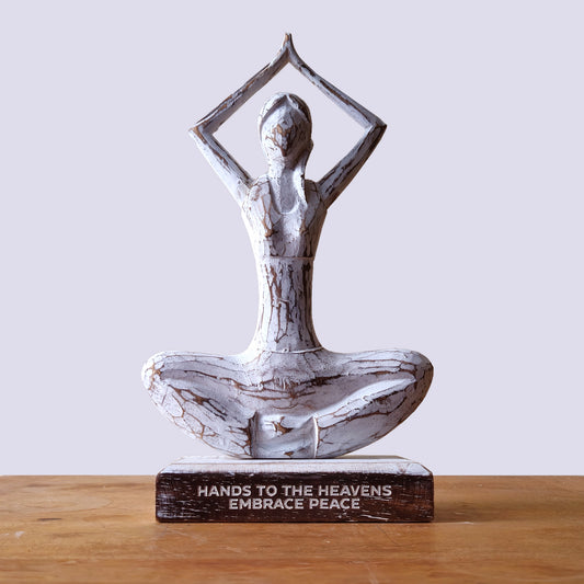 Whitewash Wooden Yoga Lady