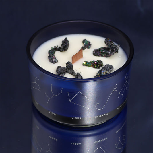 Zodiac Crystal Candle with Gemstone Bracelet - Libra