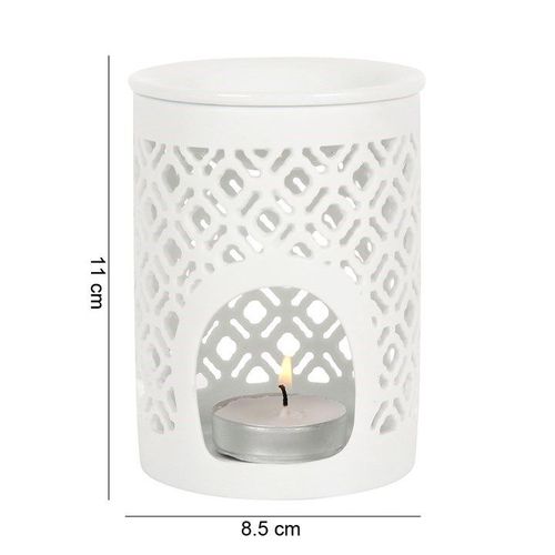 White Matte Lattice Cut Oil Burner