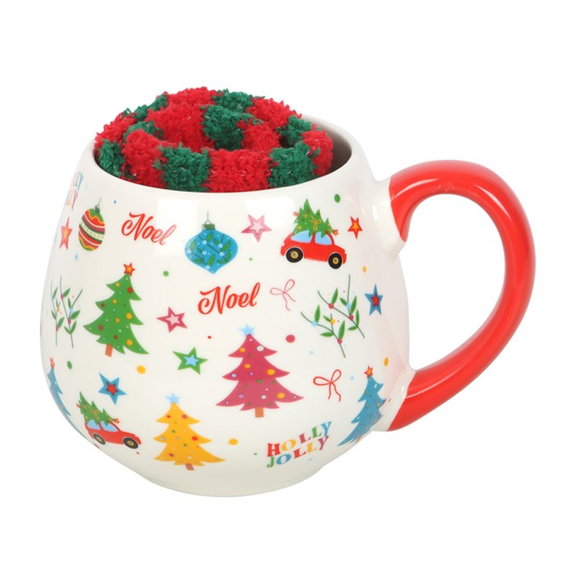 Christmas Print Mug and Socks Set