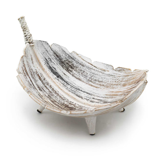 Coconut Leaf Large Whitewash Fruit Bowl