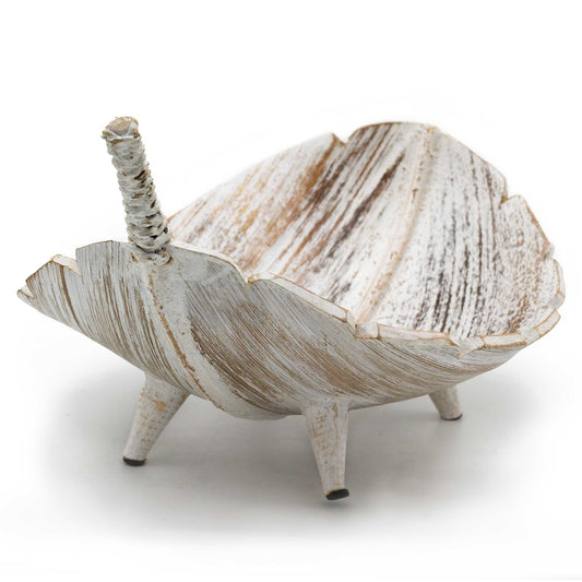 Coconut Leaf Large Whitewash Fruit Bowl