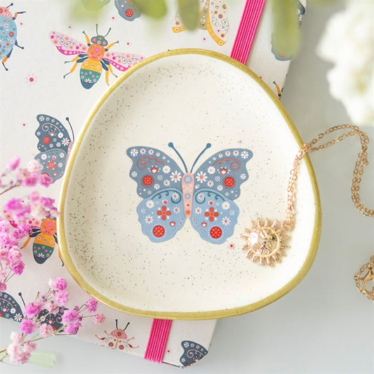 Floral Butterfly Trinket Dish