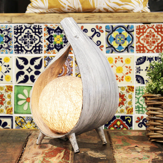 Natural Coconut Lamp - Grey Wash Wrap Over