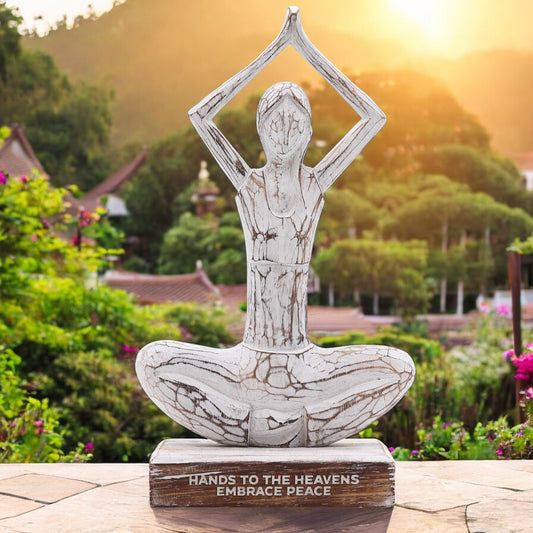 Whitewash Wooden Yoga Lady
