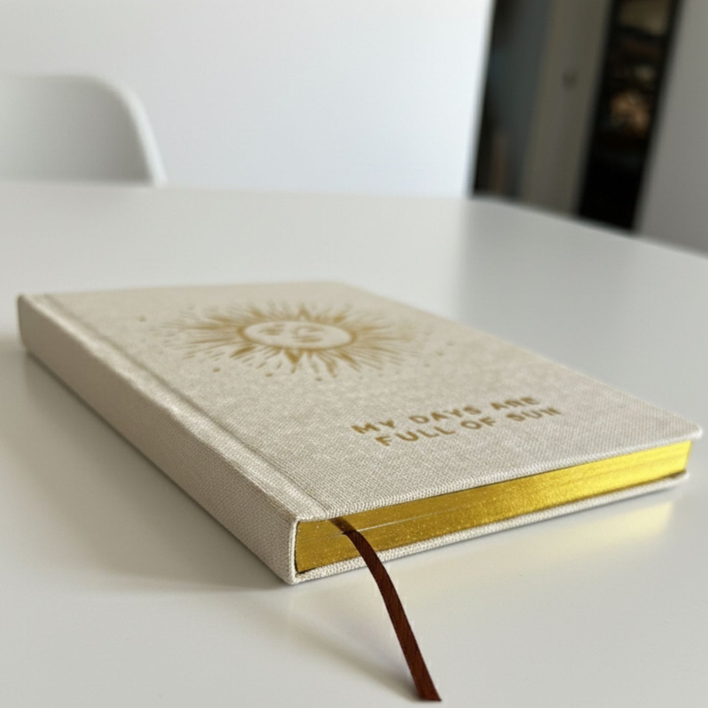 Ivory Gratitude Journal with Gold Lining - My Days are Full of Sun