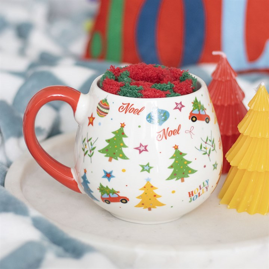 Christmas Print Mug and Socks Set