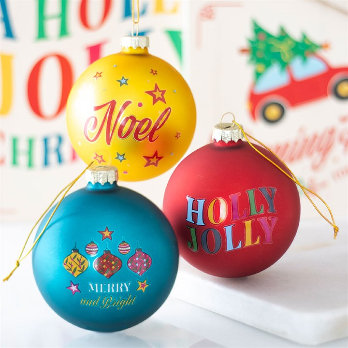 Set of 3 Christmas Glass Baubles