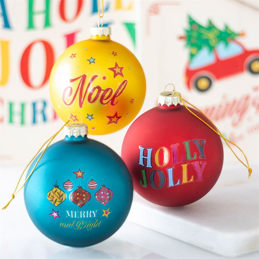 Set of 3 Christmas Glass Baubles