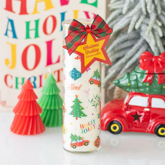 Christmas Print Christmas Pudding Scented Tube Candle