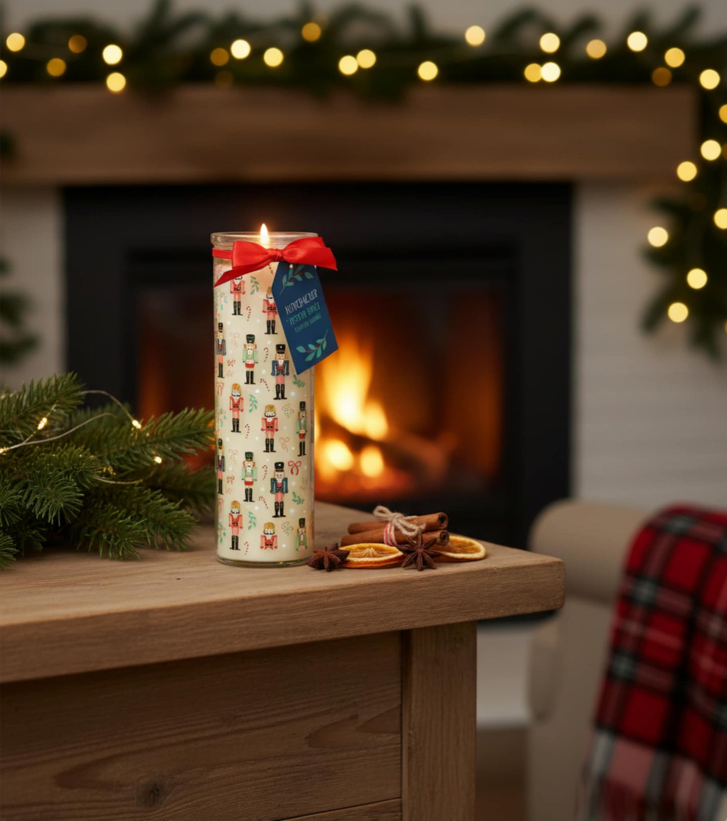 Nutcracker Print Festive Spice Tube Candle